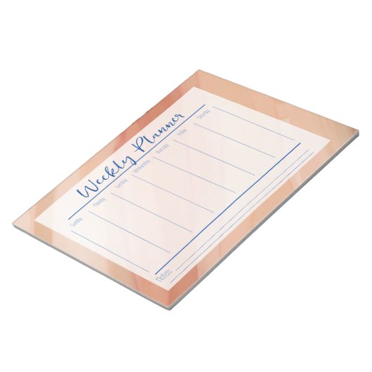 Moderner Orangefarbener Abstrakter Wochenplaner Notizblock (angewinkelt)