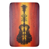 Moderner orangefarbener Gitarrist Name Watercolor Badematte (Vorderseite Vertikal)