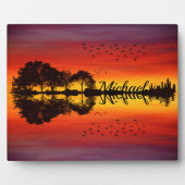 Moderner orangefarbener Gitarrist Name Watercolor Fotoplatte (Vorderseite)