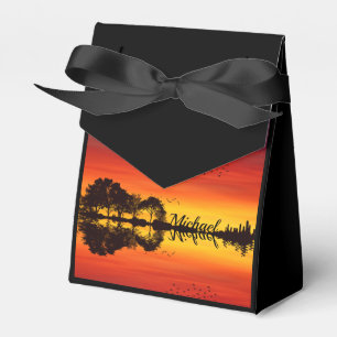 Moderner orangefarbener Gitarrist Name Watercolor Geschenkschachtel