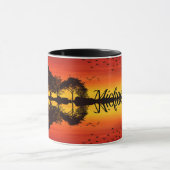 Moderner orangefarbener Gitarrist Name Watercolor Tasse (Zentrum)