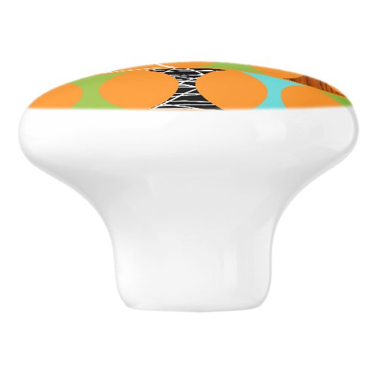 Moderner Orangefarbener Keramik Mitte des Jahrhund Keramikknauf (Seitenansicht)
