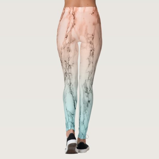 Moderner orangefarbener Marmor Leggings (Rückseite)
