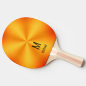 Moderner orangefarbener Name und Monogramm Tischtennis Schläger (Seitenansicht)