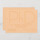 Moderner orangefarbener PhD-Abschluss Einladung (Vorne/Hinten)