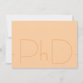 Moderner orangefarbener PhD-Abschluss Einladung (Rückseite)