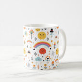 Moderner orangefarbener und schwarzer Kürbis Kaffeetasse (VorderseiteRechts)