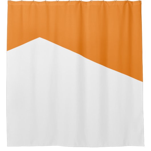 Moderner orangefarbener weißer geometrischer Farbb Duschvorhang (Vorderseite)