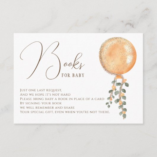 Moderner Orangenballon aus Goldgold Glitzer bringt Begleitkarte (Vorderseite)