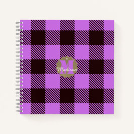 Moderner Orchid Black Kariert Tartan Personalisier Notizblock