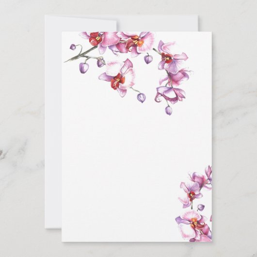 Moderner Orchid Botanischer Garten Hochzeit Einlad Einladung (Rückseite)