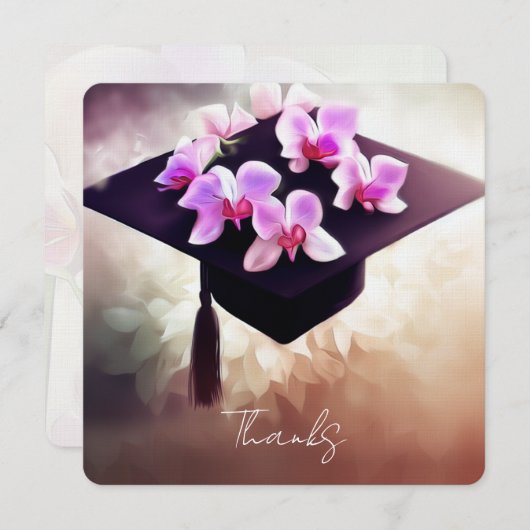 Moderner Orchideen-Abschluss Dankeskarte (Vorne/Hinten)