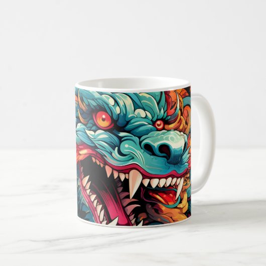 Moderner Orientalischer Drache Majestät Kaffeetasse (VorderseiteRechts)