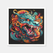 Moderner Orientalischer Drache Majestät Serviette (Vorderseite)