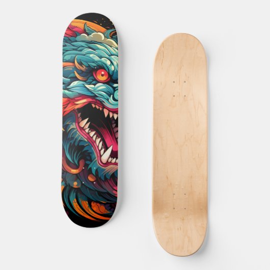Moderner Orientalischer Drache Majestät Skateboard (Vorderseite)