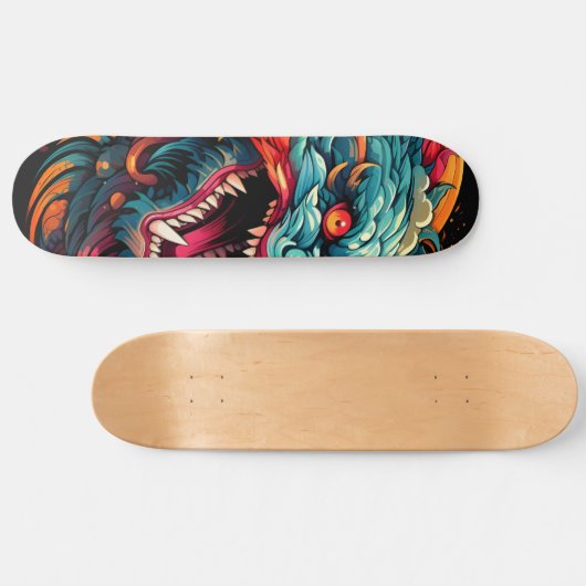 Moderner Orientalischer Drache Majestät Skateboard (Horizontal)