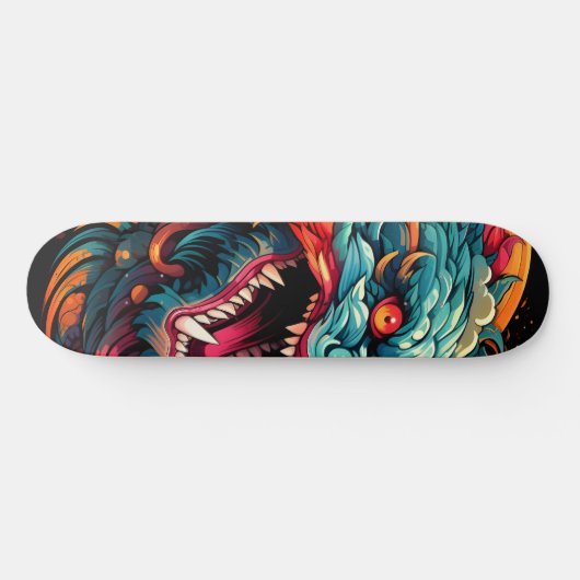 Moderner Orientalischer Drache Majestät Skateboard (Horizontal)