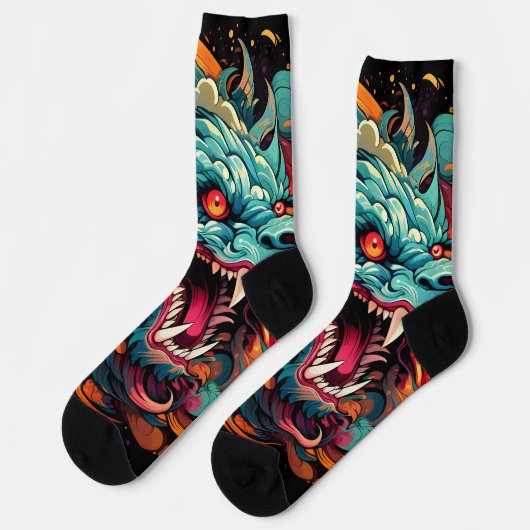 Moderner Orientalischer Drache Majestät Socken (Linkes Detail)