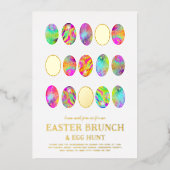 Moderner Osterbrunch und Eierjagd Gold Folieneinladung (Vorderseite)