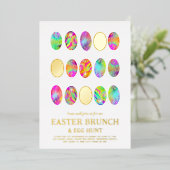 Moderner Osterbrunch und Eierjagd Gold Folieneinladung (Stehend vorne)