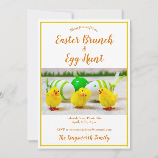 Moderner Osterbrunch und Eierjagd personalisiert Einladung (Vorderseite)