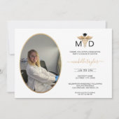 Moderner Oval Foto Arzt für Medizin Abschluss Einladung (Vorderseite)