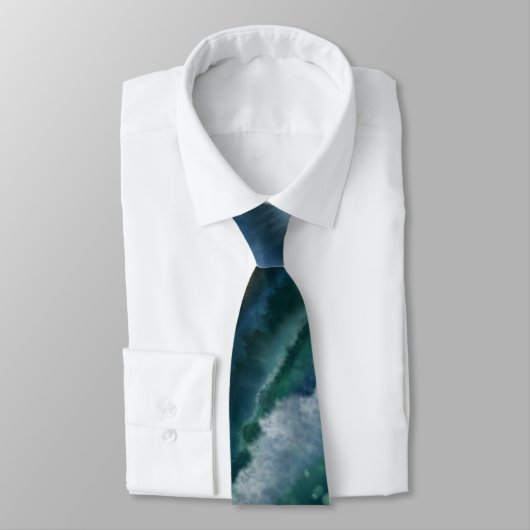 Moderner Ozean Blue Green Agate Stone Men's Krawatte (Gebunden)