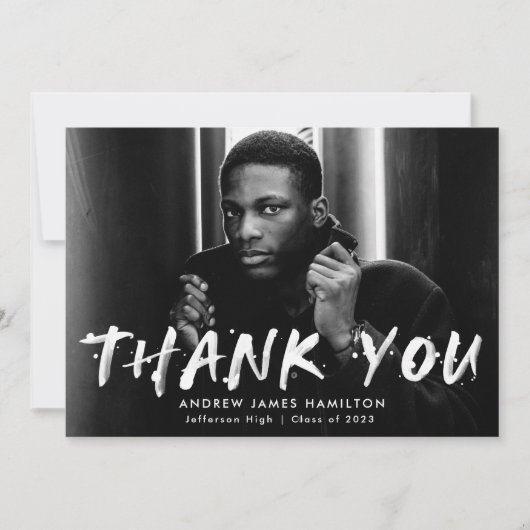 Moderner Paint Spritzer Foto Abschluss Dankeskarte (Vorderseite)