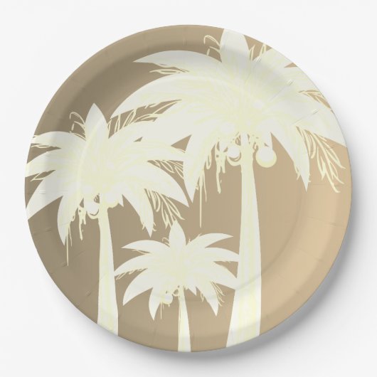 Moderner Palmenbaum Küste Beige Sandstrand Sommer Pappteller (Vorderseite)