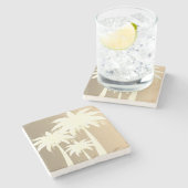 Moderner Palmenbaum Küste Beige Sandstrand Sommer Steinuntersetzer (Seitenansicht)