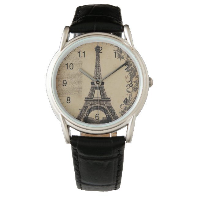 Moderner Paris Eiffelturm Frankreich Vintag Armbanduhr (Vorderseite)
