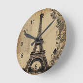 Moderner Paris Eiffelturm Frankreich Vintag Runde Wanduhr (Winkel)