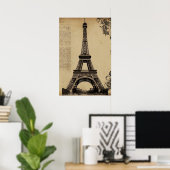 Moderner Pariser Eiffelturm Paris Französisch Vint Poster (Heimbüro)