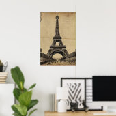 Moderner Pariser Eiffelturm Paris Französisch Vint Poster (Heimbüro)