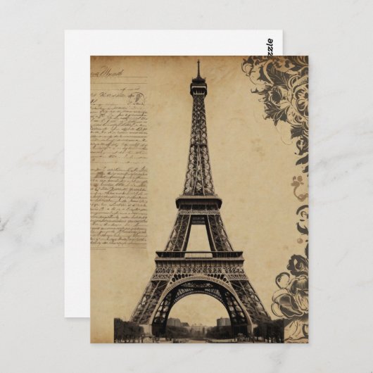 Moderner Pariser Eiffelturm Paris Französisch Vint Postkarte (Vorne/Hinten)