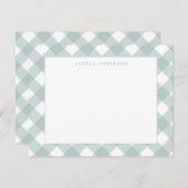 Moderner Pastel Aquamarin Green Gingham Karierter Mitteilungskarte (Vorne/Hinten)