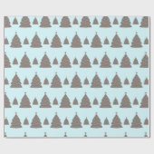 Moderner Pastel Blau und Grauer Weihnachtsbaum Geschenkpapier (Flach)