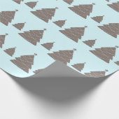 Moderner Pastel Blau und Grauer Weihnachtsbaum Geschenkpapier (Ecke)