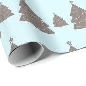 Moderner Pastel Blau und Grauer Weihnachtsbaum Geschenkpapier (Rolleneckpunkt)