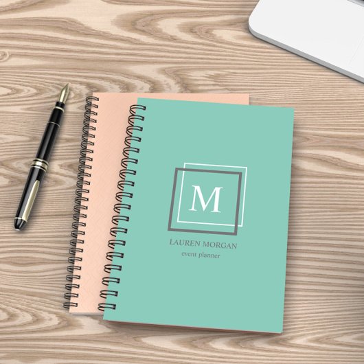 Moderner Pastel Blue Monogram Personalisierter Pla Planer