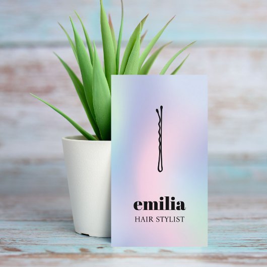 Moderner Pastel Button Salon Schwarzes Haar Visitenkarte