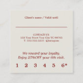 Moderner Pastel Dark Red Bold Salon Treuekarte (Rückseite)