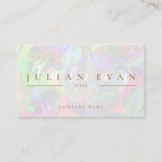 Moderner Pastel Glitzer Holografischer Aura Beauty Visitenkarte (Vorderseite)