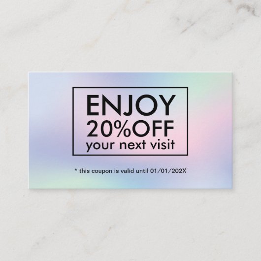 Moderner Pastel Gradient Bold Salon Rabattkarte (Vorderseite)
