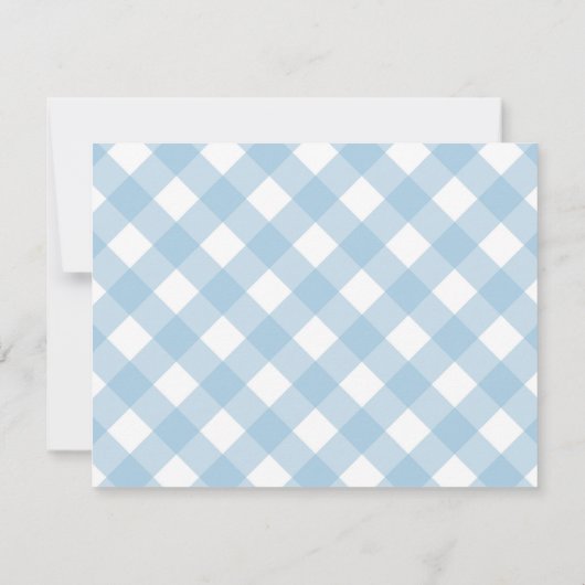 Moderner Pastel Light Blue Gingham Karierter Karo Mitteilungskarte (Rückseite)