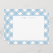 Moderner Pastel Light Blue Gingham Karierter Karo Mitteilungskarte (Vorne/Hinten)