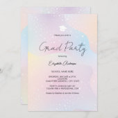 Moderner Pastel Rainbow Einfaches Script-Abschluss Einladung (Vorne/Hinten)