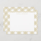 Moderner Pastel Yellow Brown Gingham Karierter Kar Mitteilungskarte (Vorne/Hinten)