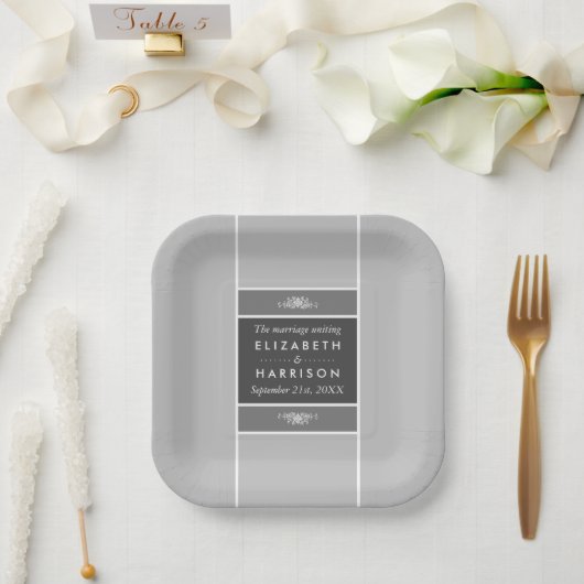 Moderner Pastelblock - Siver Gray - Hochzeit Pappteller (Hochzeit)