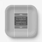Moderner Pastelblock - Siver Gray - Hochzeit Pappteller (Vorderseite)